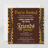 Golden Lace Afstuderen Invitation Kaart (Achterkant)