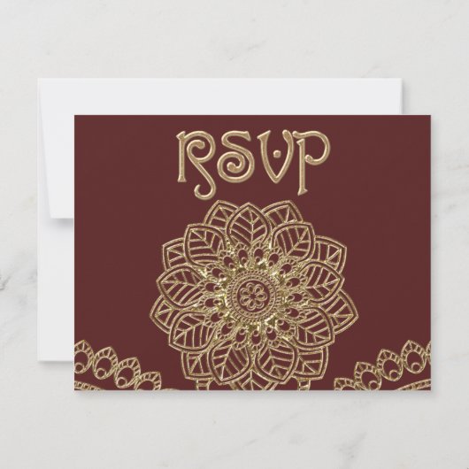 Golden Lace (bruiloft antwoord Kaart) (Achterkant)