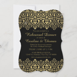 Golden Lace Elegant Rehearsal Dinner Party Kaart