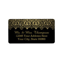 Golden Lace Elegant Wedding Address Label