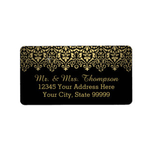 Golden Lace Elegant Wedding Address Label