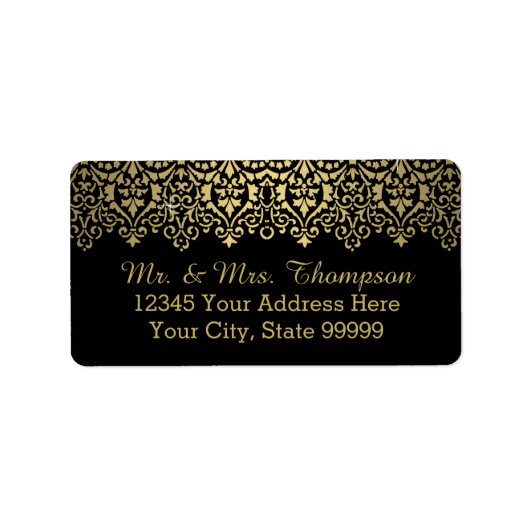 Golden Lace Elegant Wedding Address Label (Voorkant)