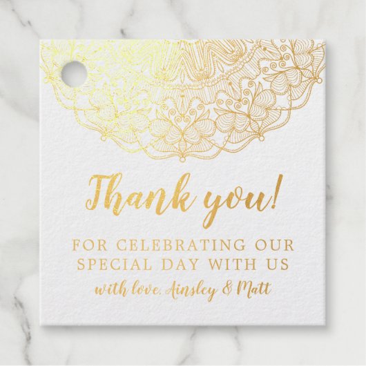 Golden Lace kalligrafie bruiloft dank u Bedankjes Labels (Voorkant)