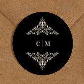 Golden Lace Romantic Monogrammed Wedding Initialen Ronde Sticker