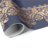 Golden lace romantisch decor gradiënt bronze lacy  cadeaupapier (Rol Hoek)