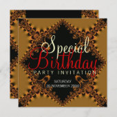 Golden Lace Special Birthday Party Invitation card Kaart (Voorkant / Achterkant)