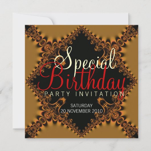 Golden Lace Special Birthday Party Invitation card Kaart (Voorkant)