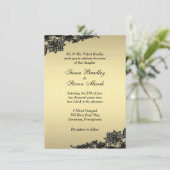 Golden Lace Wedding Invitation Kaart (Staand voorkant)