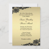 Golden Lace Wedding Invitation Kaart (Voorkant)