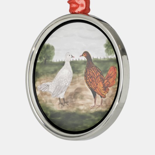 Golden Laced Wyandotte Chickens Tree Ornament (Links)