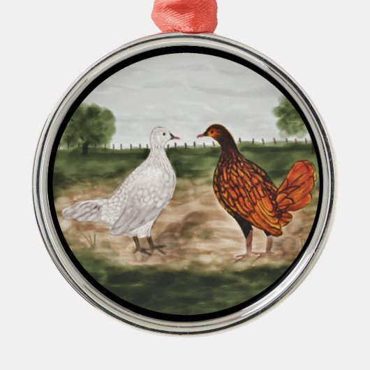 Golden Laced Wyandotte Chickens Tree Ornament (Voorkant)