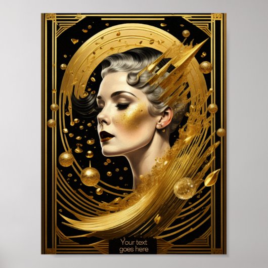 Golden lady Art Deco bewerkbaar Poster (Voorkant)