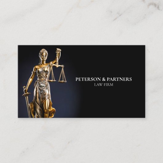 Golden Lady Justice op donkere achtergrond Visitekaartje (Voorkant)