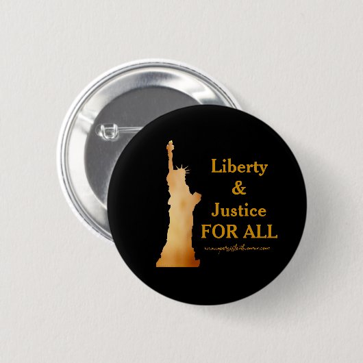 Golden Lady Liberty. Vrijheid en gerechtigheid voo Ronde Button 5,7 Cm (Voorkant /achterkant)