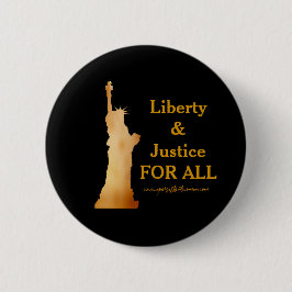 Golden Lady Liberty. Vrijheid en gerechtigheid voo Ronde Button 5,7 Cm