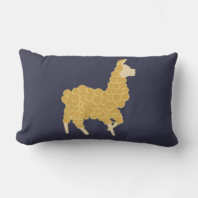 Golden Lama Lumbar Cushion/ Pillow Kussen (Voorkant)