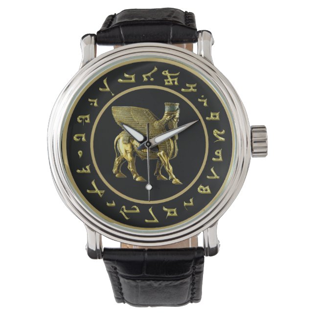 Golden Lamassu en Alphabet Watch Horloge (Voorkant)