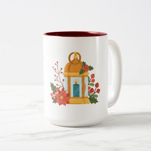Golden Lantern Mug | Inspirational Quote Mug Tweekleurige Koffiemok (Voorkant rechts)