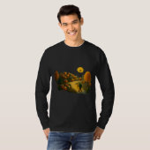 Golden Lantern Path Village Illustration Art Print T-shirt (Voorkant volledig)