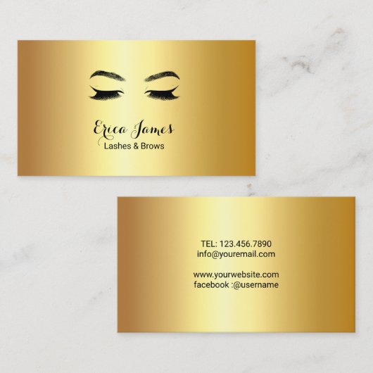 Golden Lashes & Brows Beauty Salon Visitekaartje (Voorkant / Achterkant)