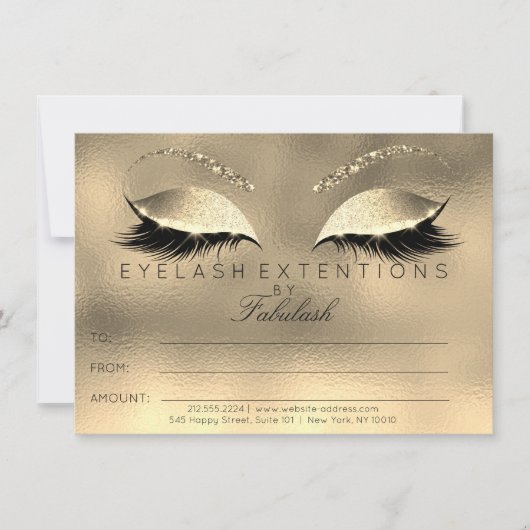Golden Lashes Extension Makeup Certificate Gift (Voorkant)