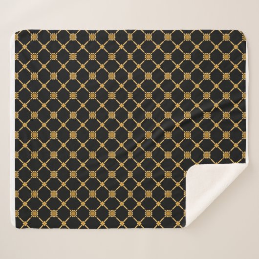 Golden Lattice Elegance Sherpa Deken (Voorkant (horizontaal))