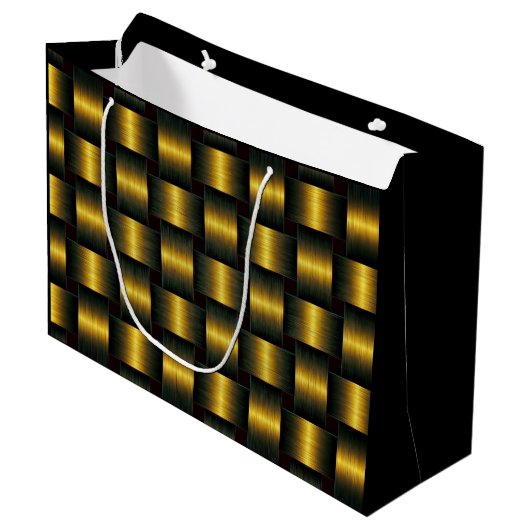 Golden Lattice Gift Bag Groot Cadeauzakje (Voorkant Gekanteld)