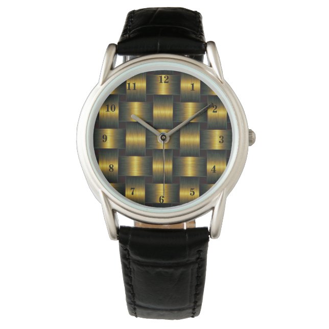 Golden Lattice Gold Black Horloge (Voorkant)