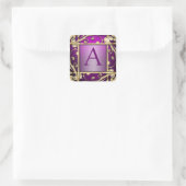 Golden Lattice Monogram Envelope Seal Vierkante Sticker (Tas)