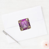 Golden Lattice Monogram Envelope Seal Vierkante Sticker (Envelop)