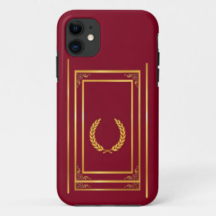 Golden Laurel in Rechthoekig Lijst op Bruin Case-Mate iPhone Case