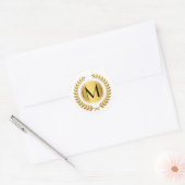 Golden Laurel krans monogram Ronde Sticker (Envelop)