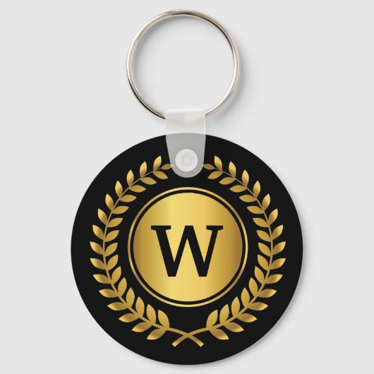 Golden Laurel krans monogram Sleutelhanger (Voorkant)