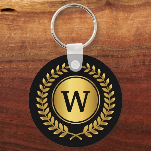 Golden Laurel krans monogram Sleutelhanger (Voorkant)