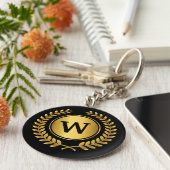 Golden Laurel krans monogram Sleutelhanger (Zijkant)