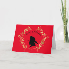 Golden Laurel Wreath Fireman-kerstkaart Kaart