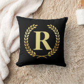 Golden Laurel Wreath gepersonaliseerd Initiaal Kussen (Deken)