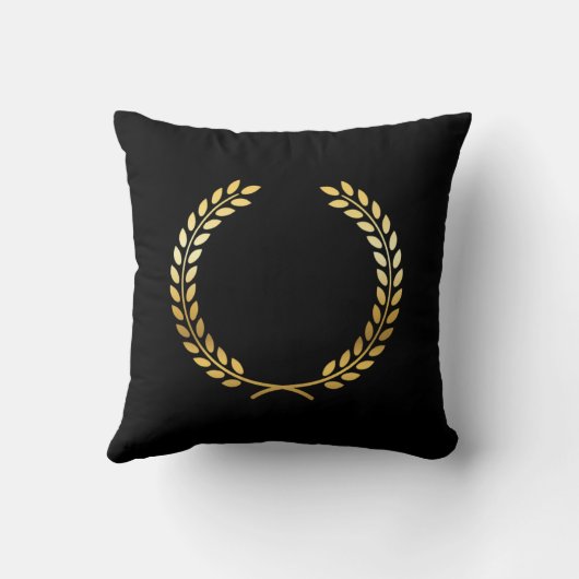 Golden Laurel Wreath gepersonaliseerd Initiaal Kussen (Achterkant)