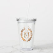 Golden Laurel Wreath Monogram Acryl Drinkbeker (Achterkant)