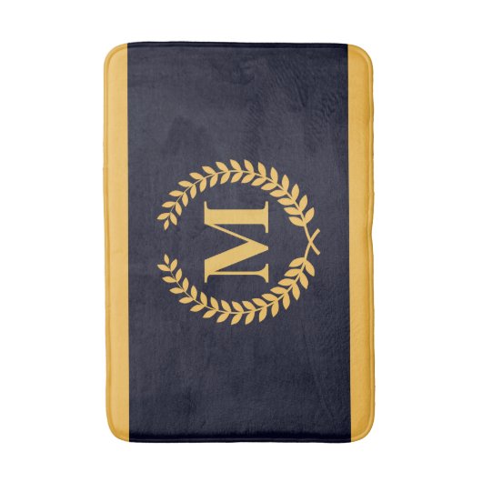 Golden Laurel Wreath Monogram Badmat (Voorkant Verticaal)