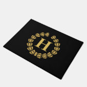 Golden Laurel Wreath Monogram Deurmat (Schuin)