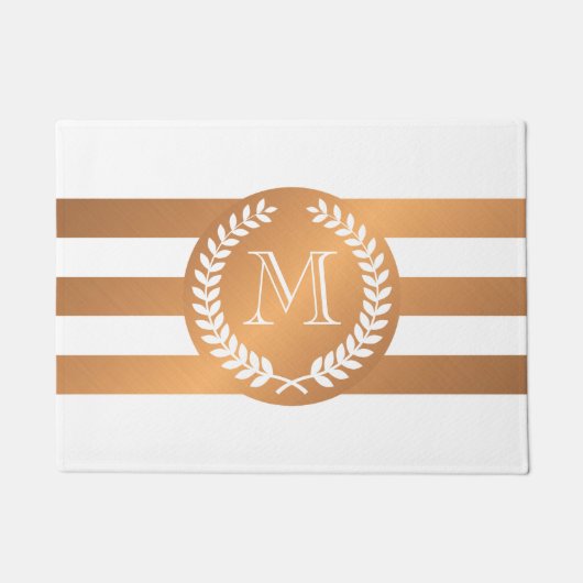 Golden Laurel Wreath Monogram Deurmat (Voorkant)