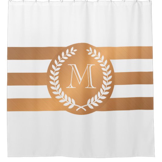 Golden Laurel Wreath Monogram Douchegordijn (Voorkant)
