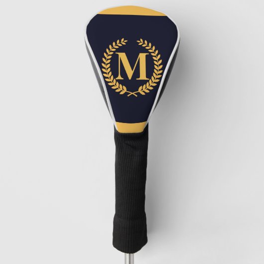 Golden Laurel Wreath Monogram Golfheadcover (Voorkant)