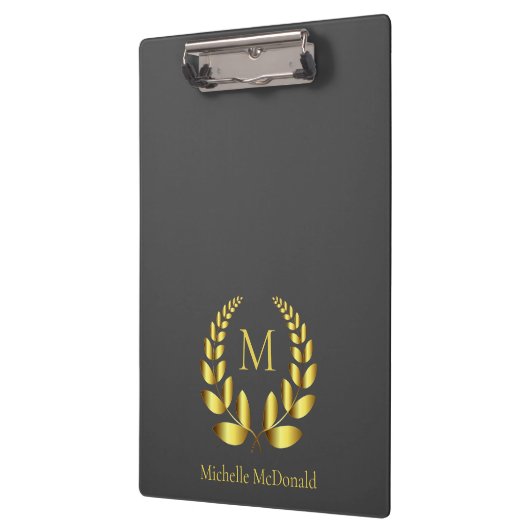 Golden Laurel Wreath Monogram Klembord (Links)