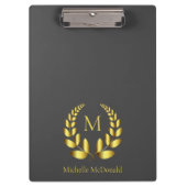 Golden Laurel Wreath Monogram Klembord (Voorkant)