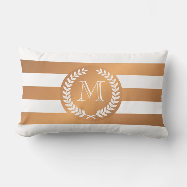 Golden Laurel Wreath Monogram Kussen (Voorkant)
