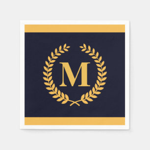 Golden Laurel Wreath Monogram Servet