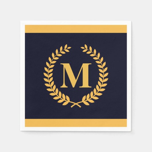 Golden Laurel Wreath Monogram Servet (Voorkant)