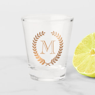 Golden Laurel Wreath Monogram Shot Glas